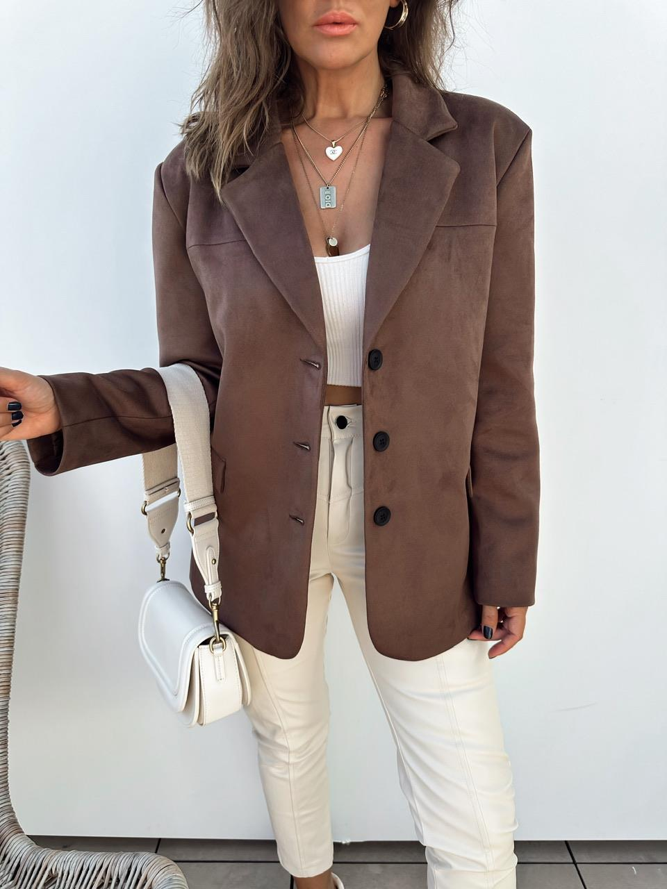 Kahve Süet Blazer Ceket