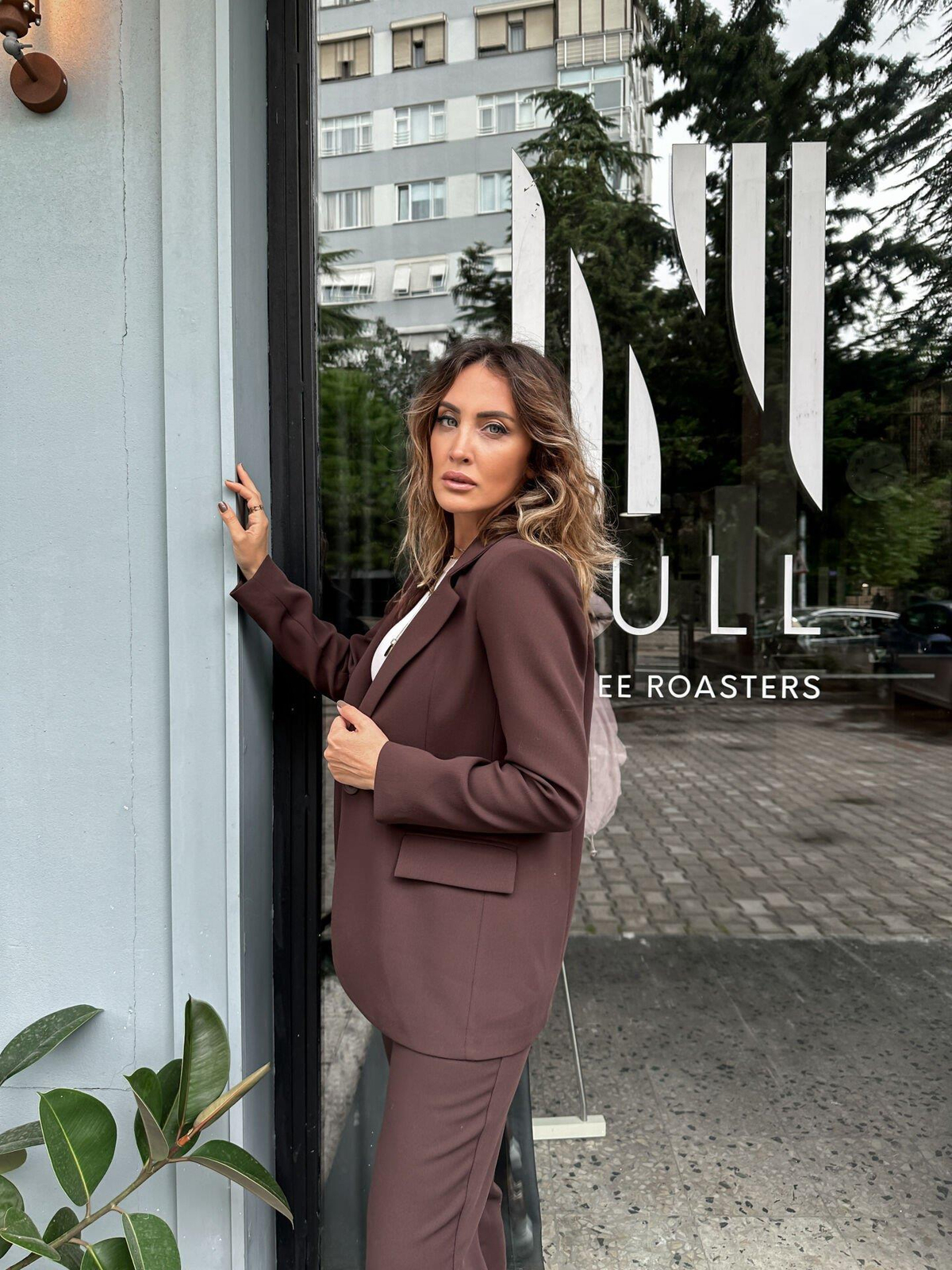 Kahve Tek Düğmeli Ceket Pantolon Takım