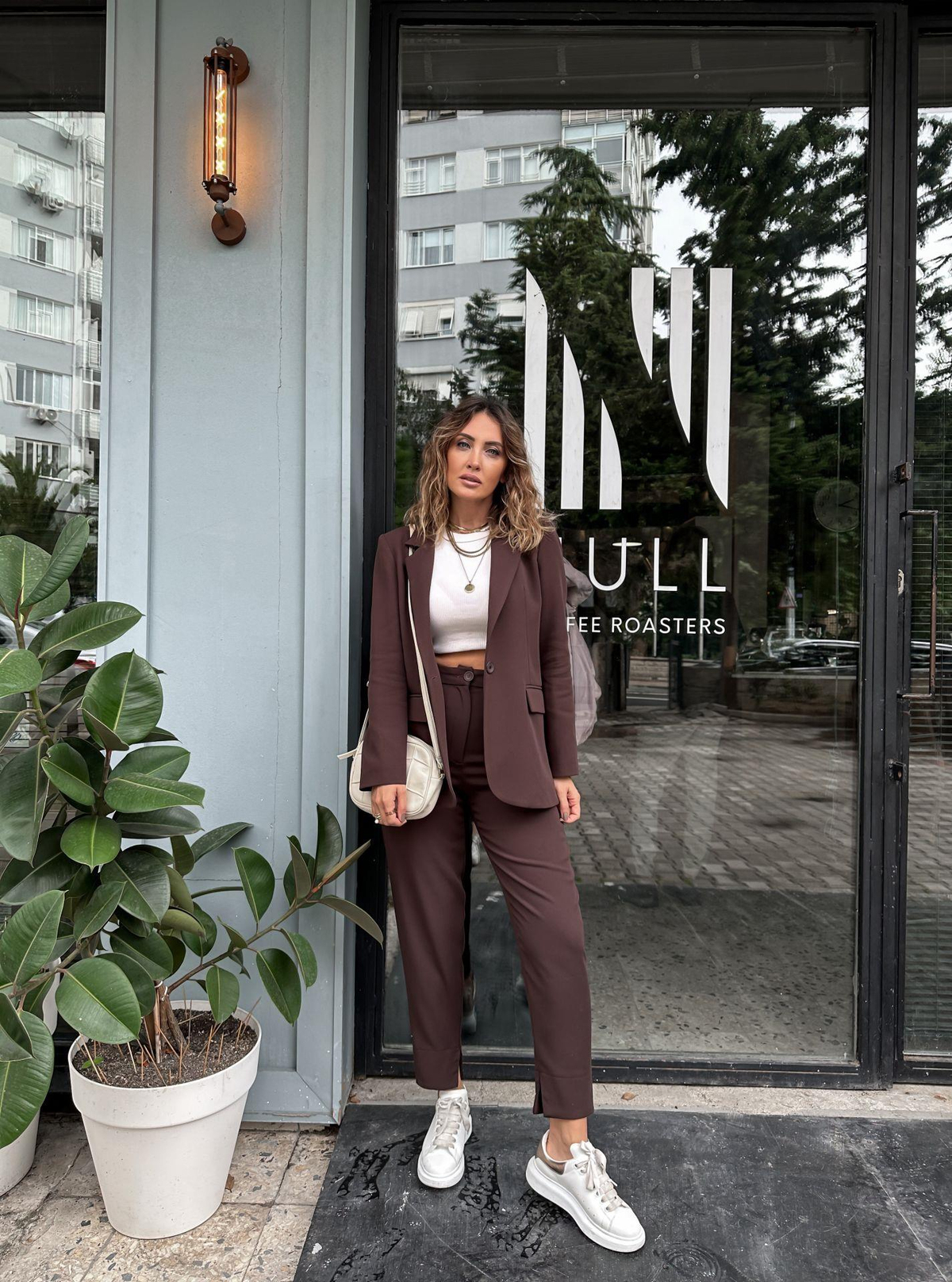 Kahve Tek Düğmeli Ceket Pantolon Takım