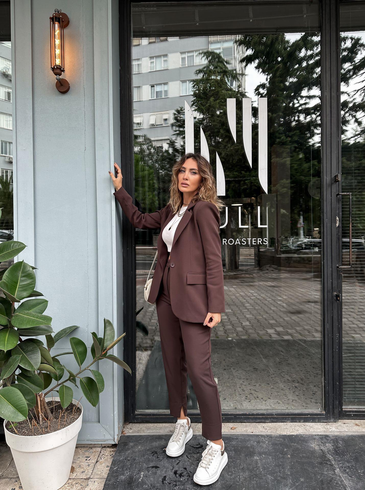 Kahve Tek Düğmeli Ceket Pantolon Takım