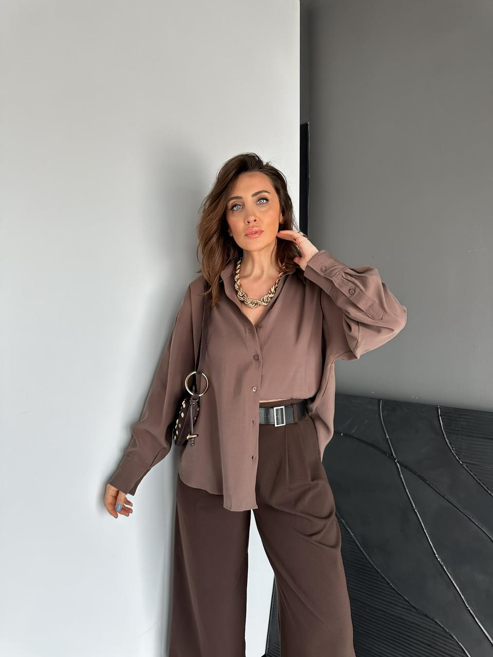 Kahve Tensel Salaş Cotton Gömlek
