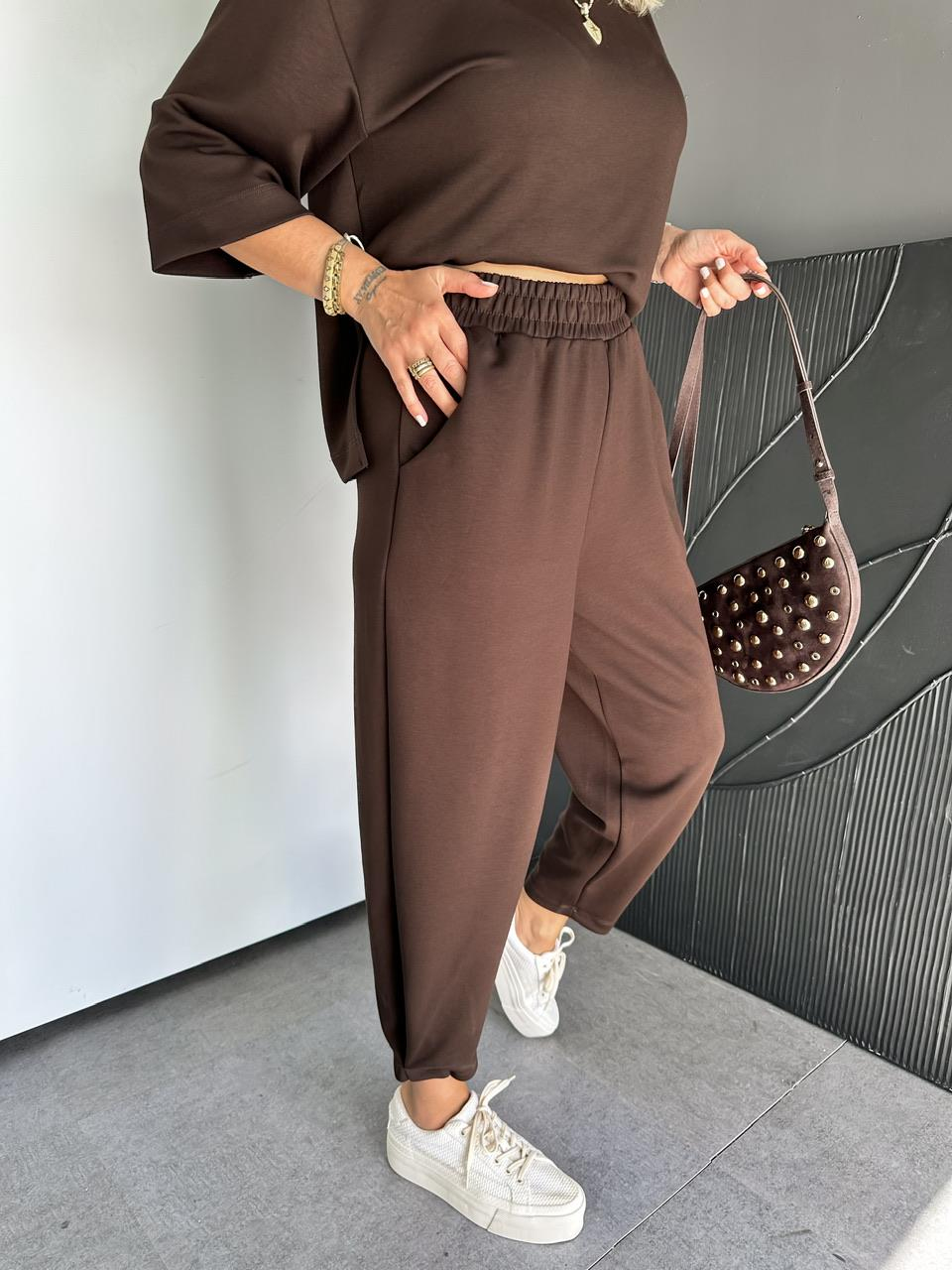 Kahve Yırtmaçlı Fakir Kol Modal Takım
