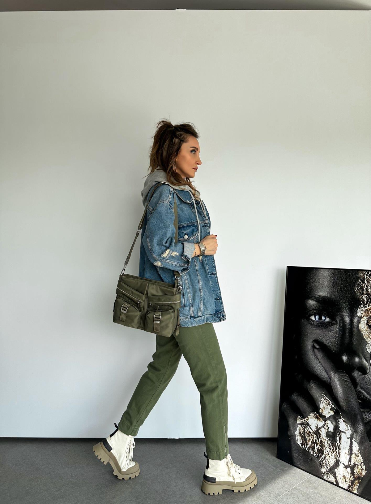Kapşonlu Oversize Kot Ceket