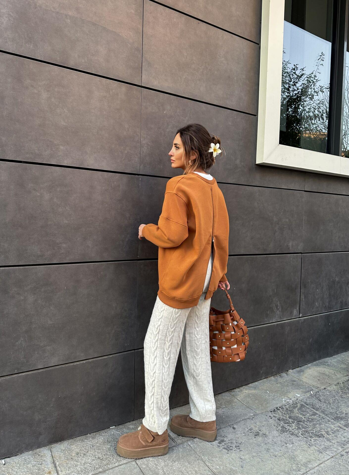 Kiremit Arkası Fermuarlı Sweatshirt