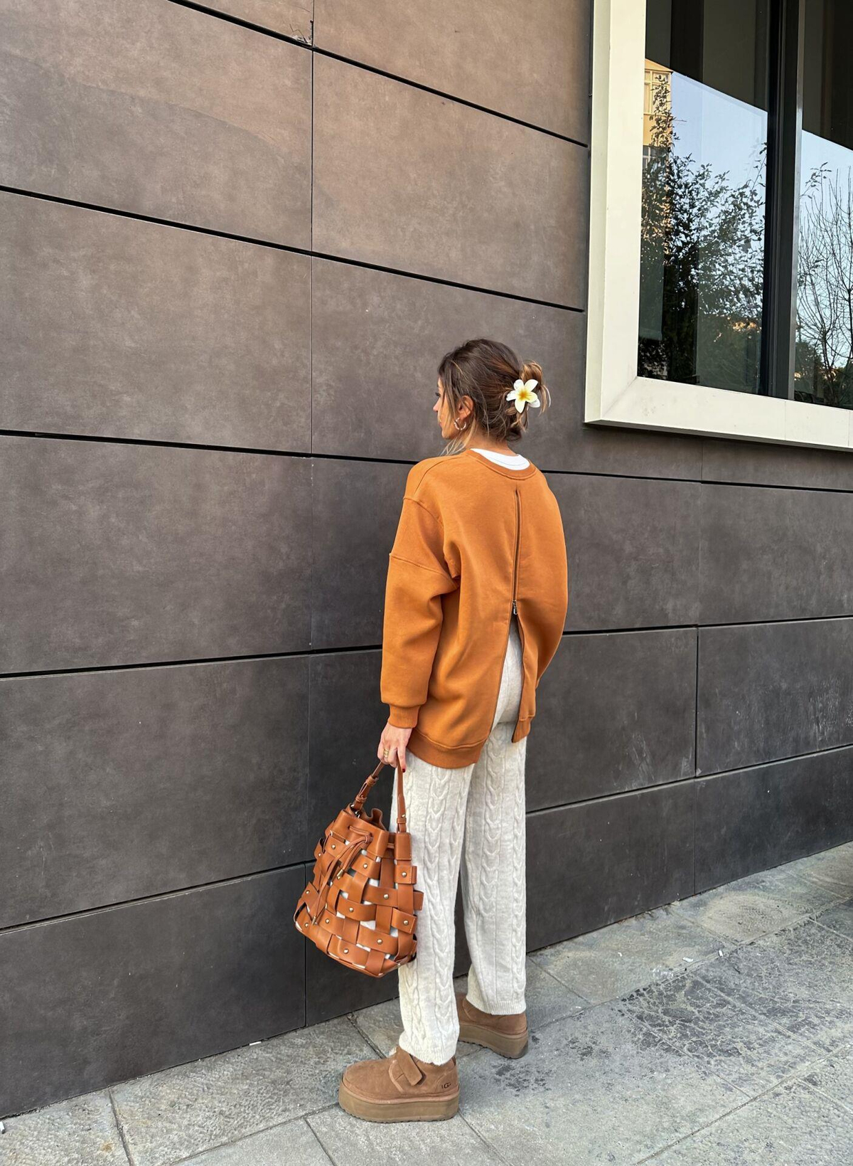 Kiremit Arkası Fermuarlı Sweatshirt