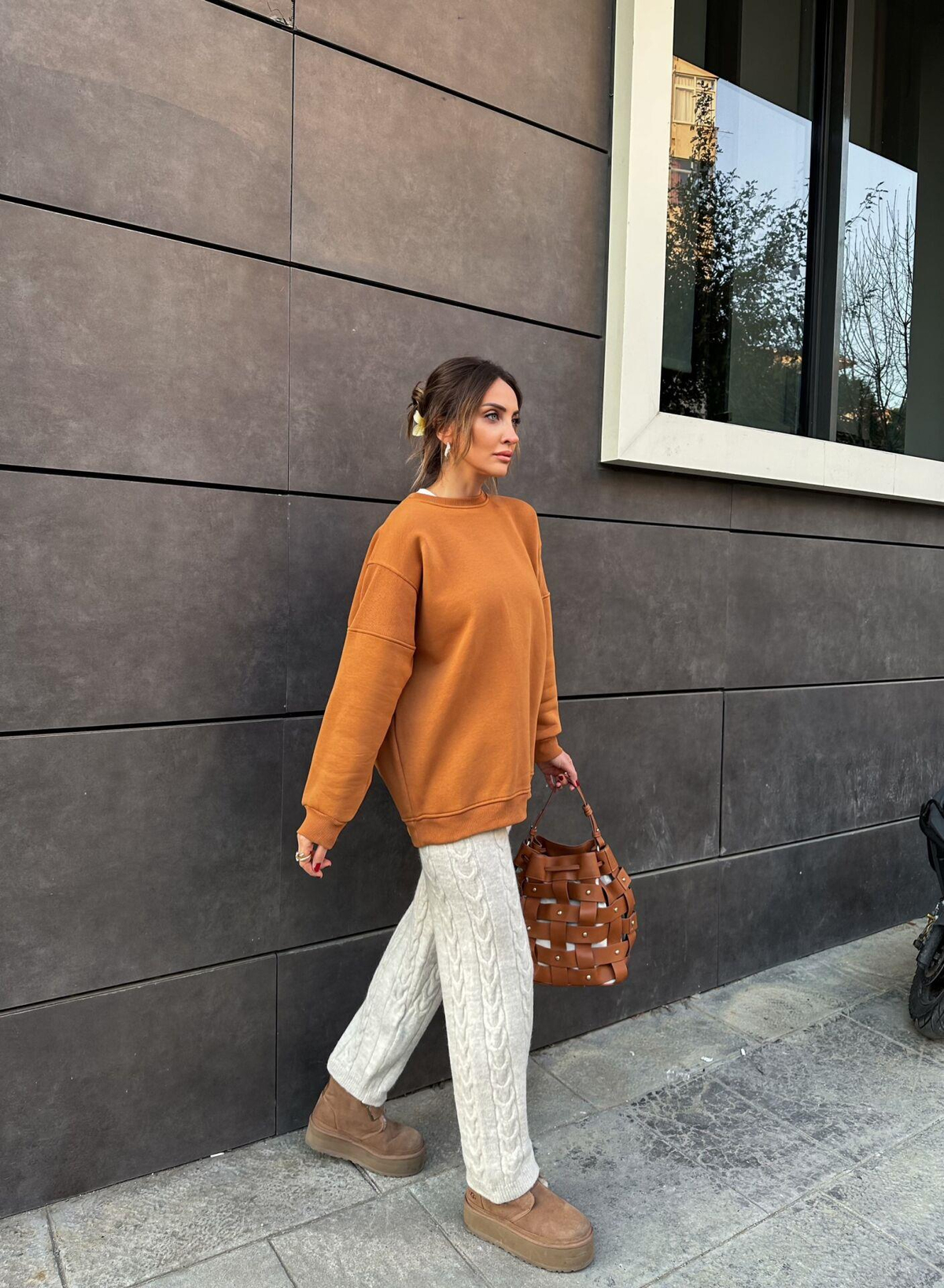 Kiremit Arkası Fermuarlı Sweatshirt