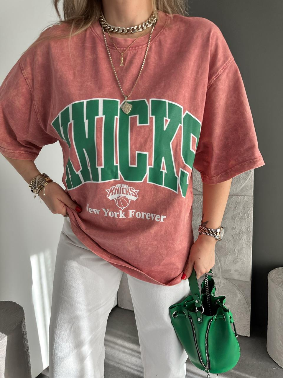 Kiremit Knicks Yıkamalı Tshirt