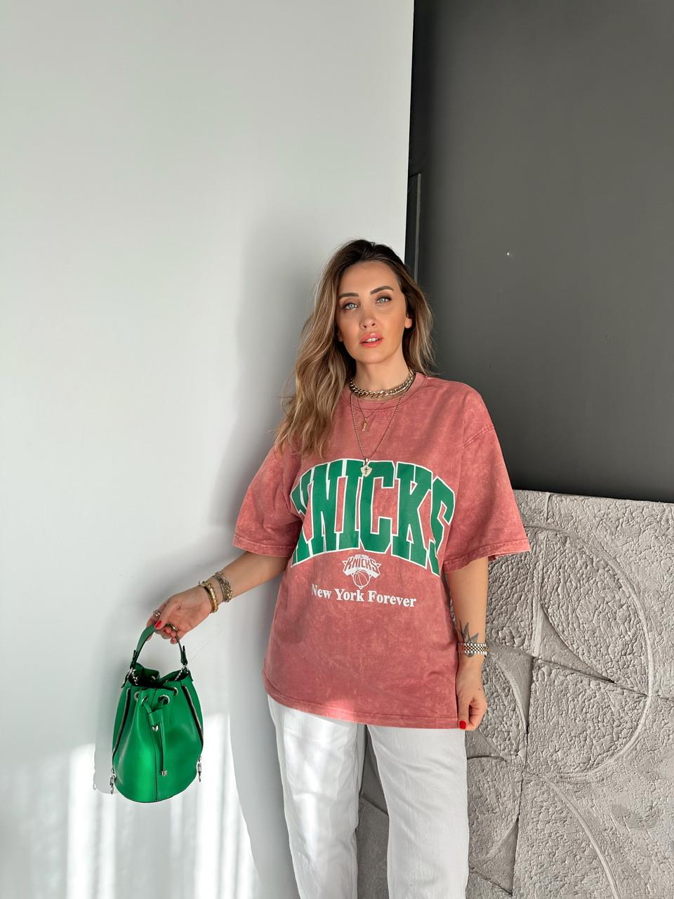 Kiremit Knicks Yıkamalı Tshirt