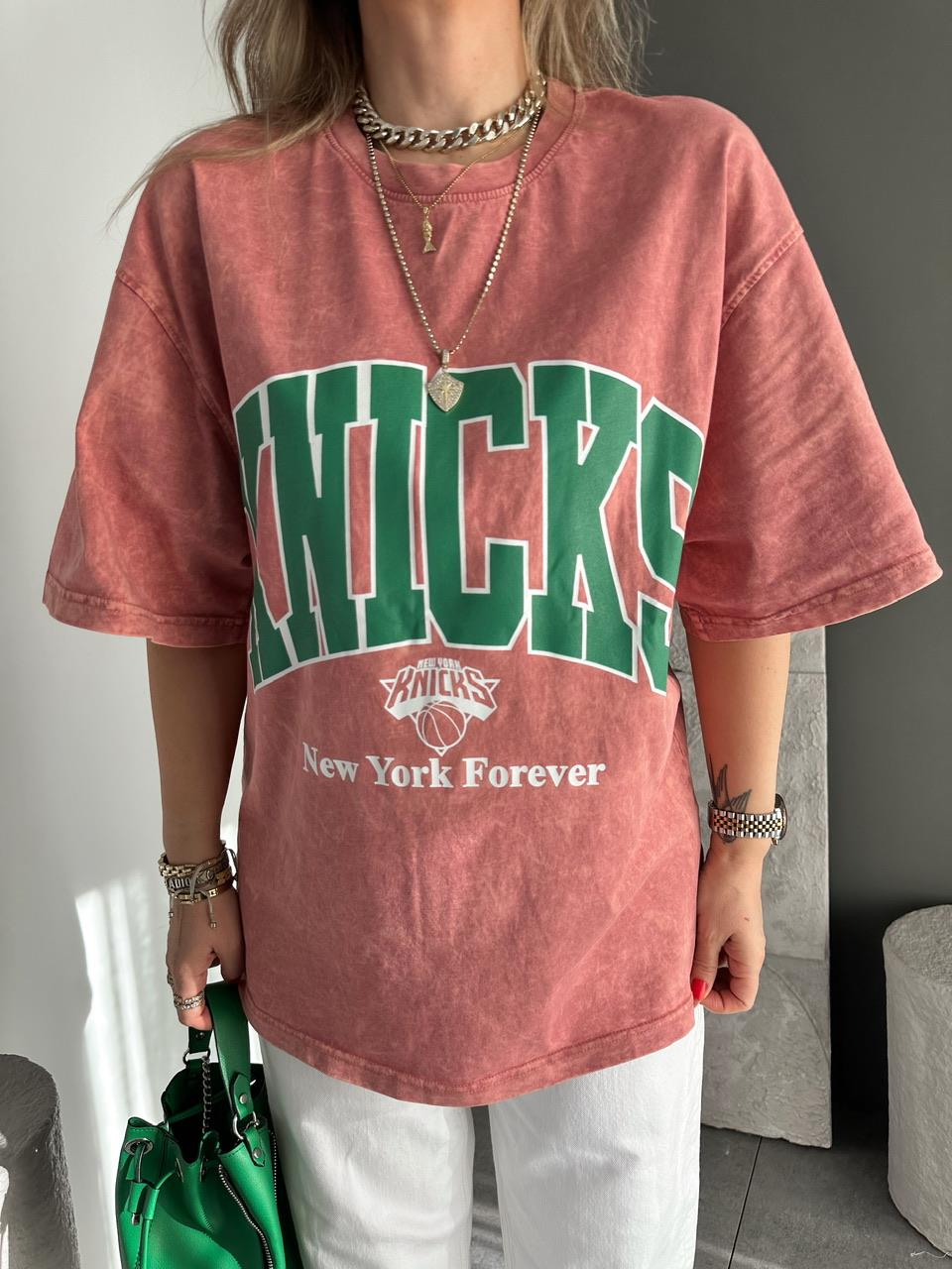 Kiremit Knicks Yıkamalı Tshirt