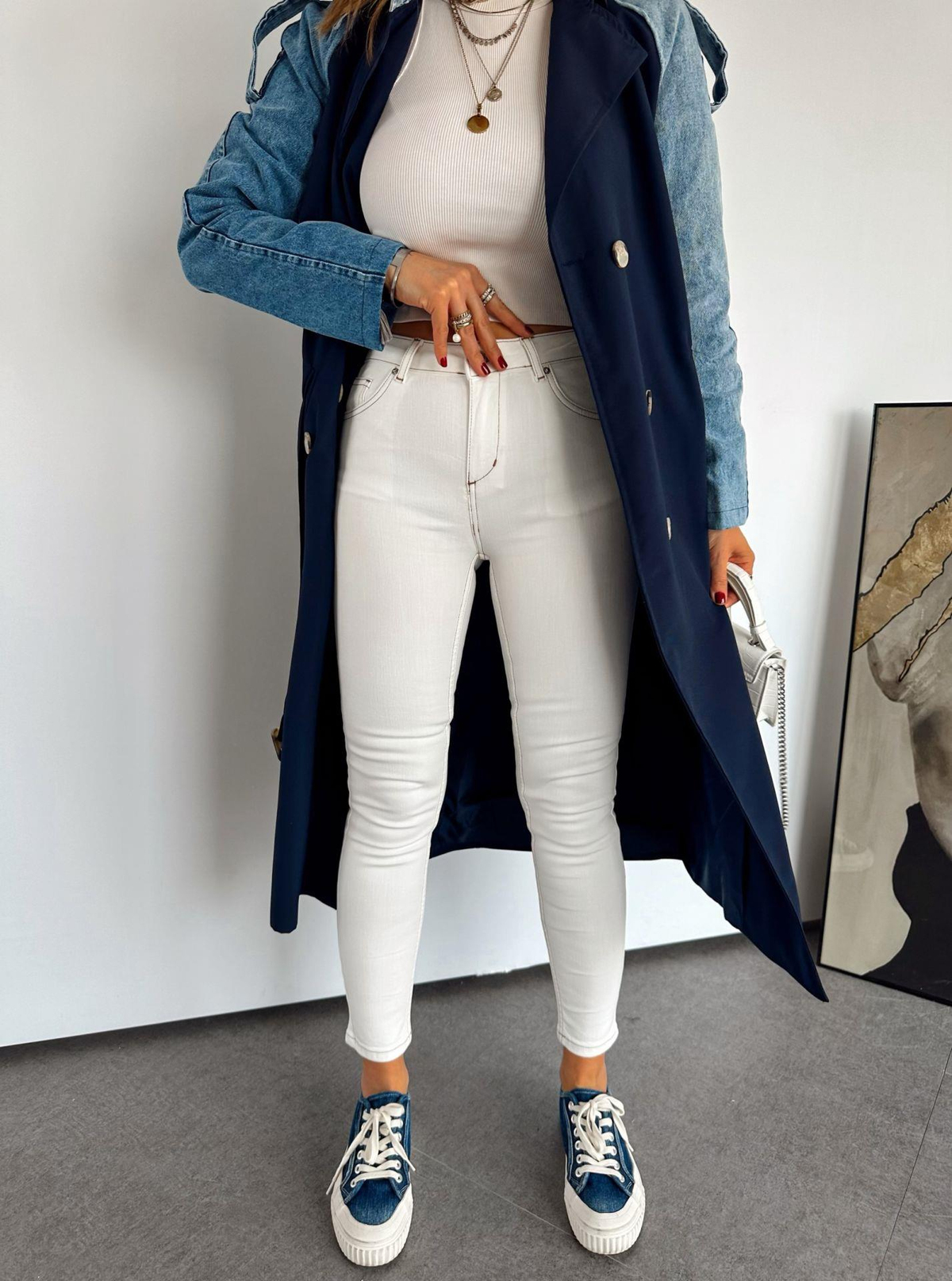 Kırık Beyaz Likralı Premium Jean