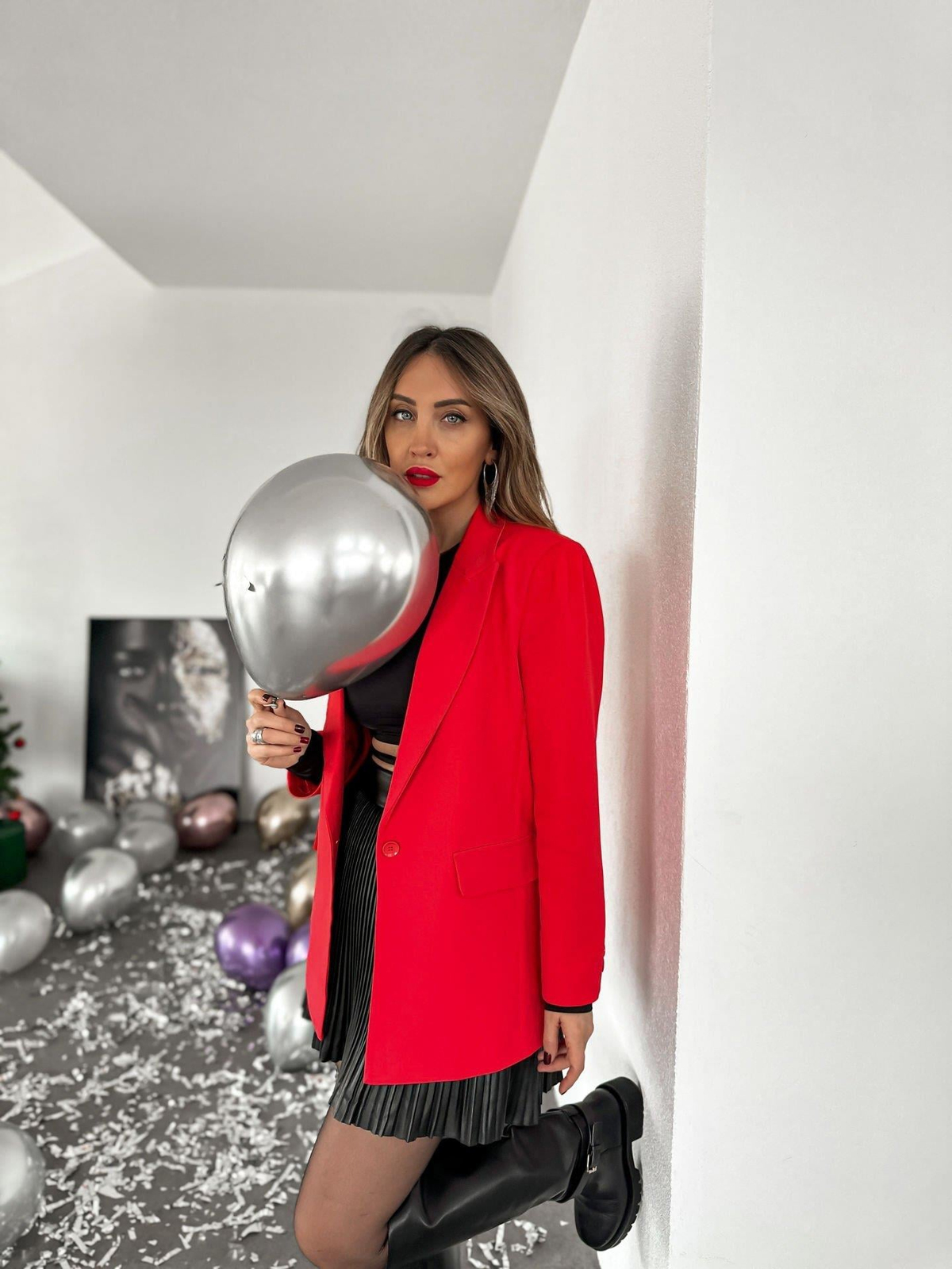 Kırmızı Astarlı Blazer Ceket