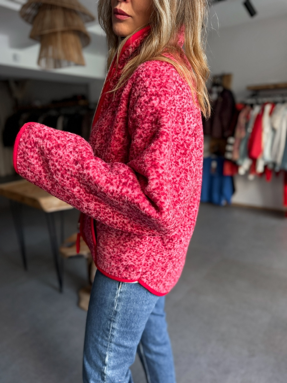 Kırmızı Floral Teddy Mont
