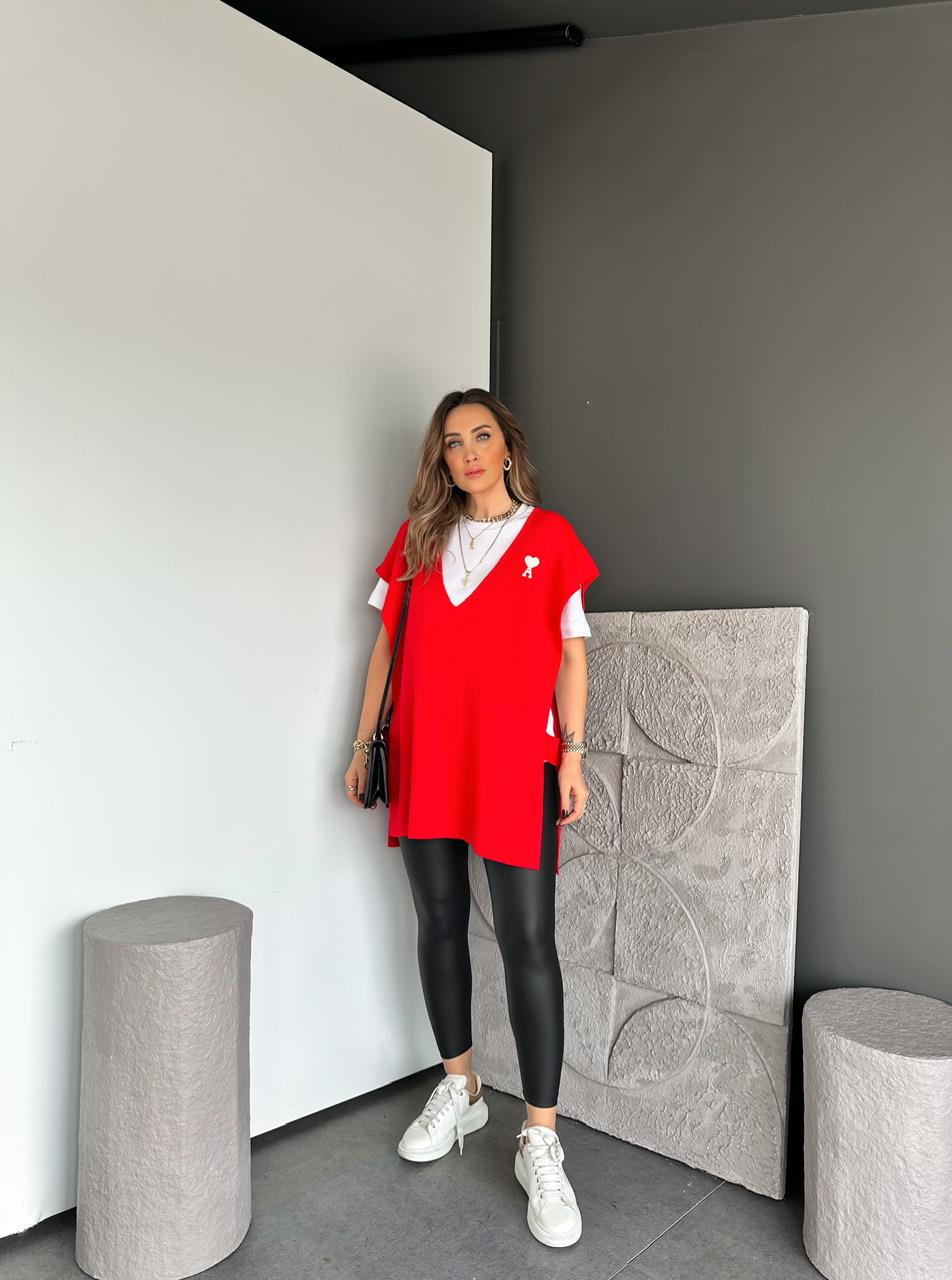 Kırmızı Logolu Triko Tunik