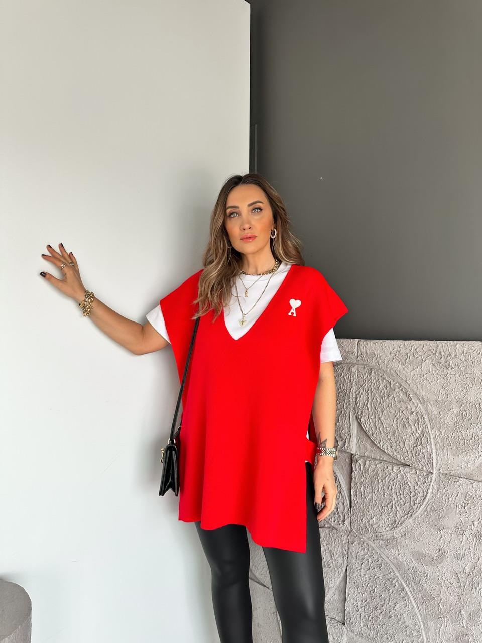 Kırmızı Logolu Triko Tunik