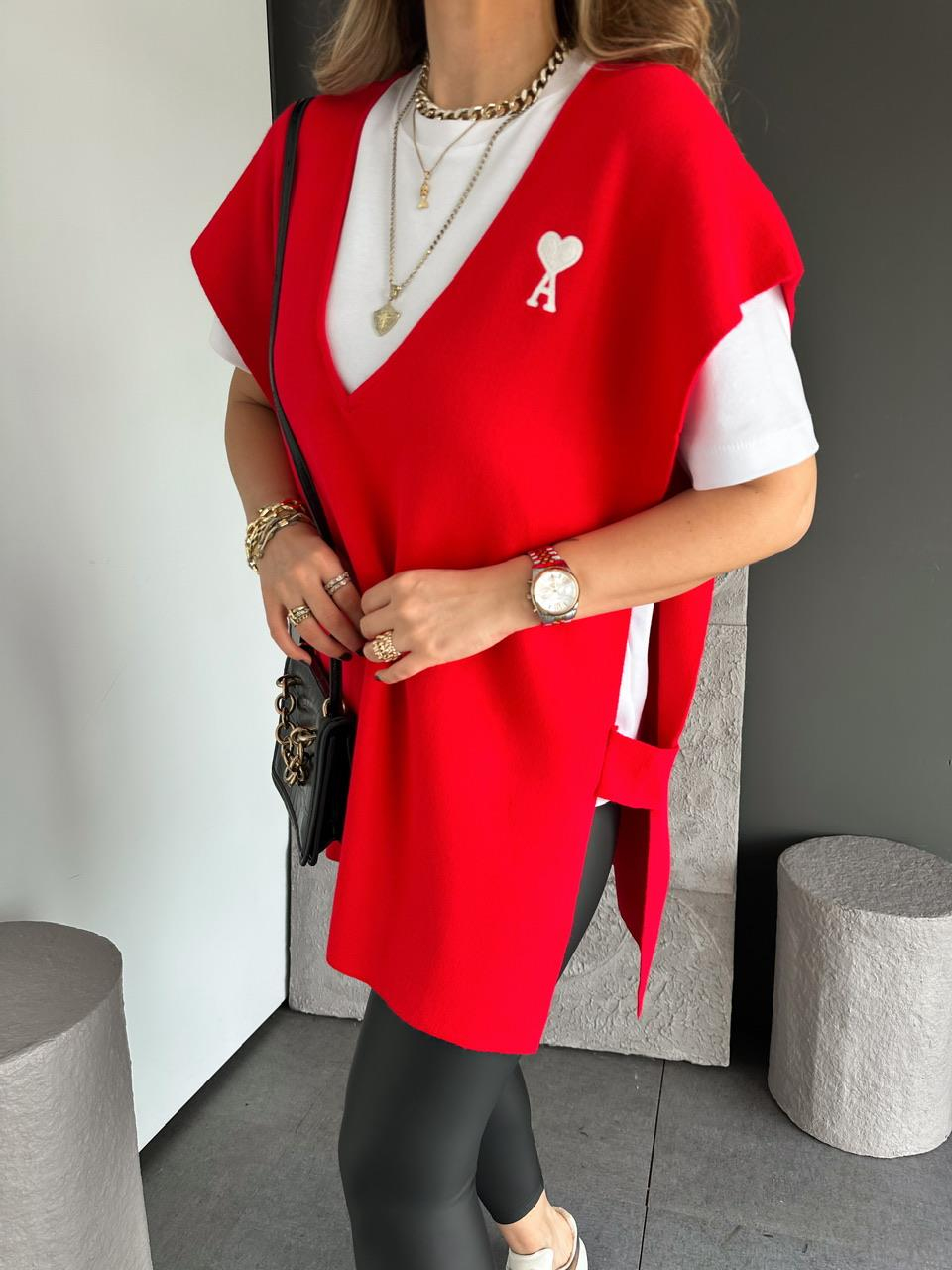 Kırmızı Logolu Triko Tunik