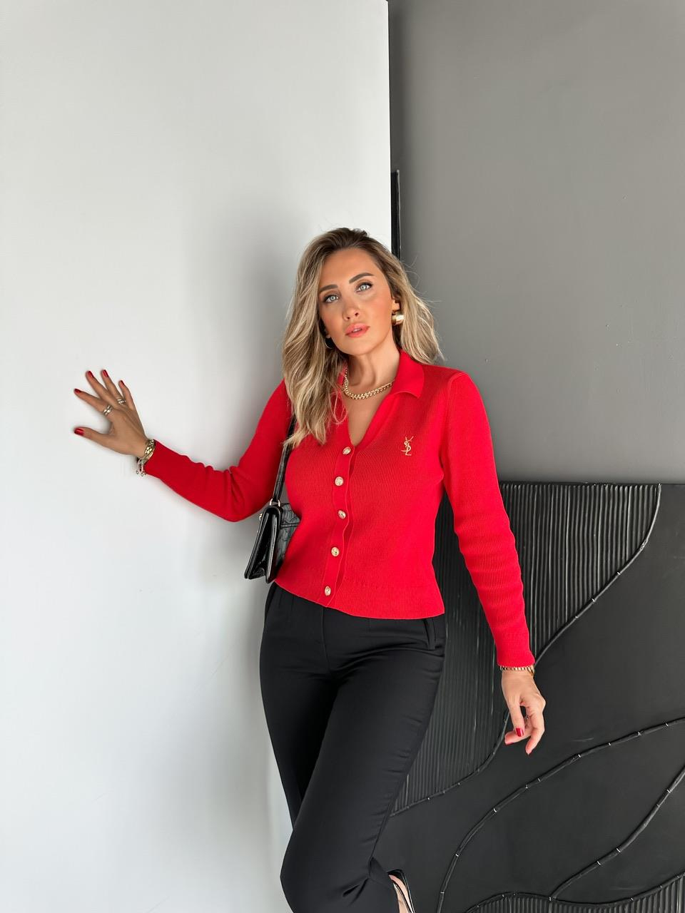 Kırmızı Nakışlı Marka Model Hırka