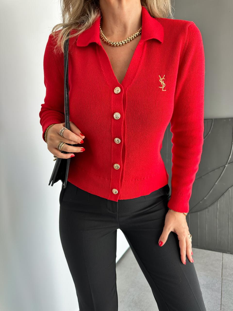 Kırmızı Nakışlı Marka Model Hırka