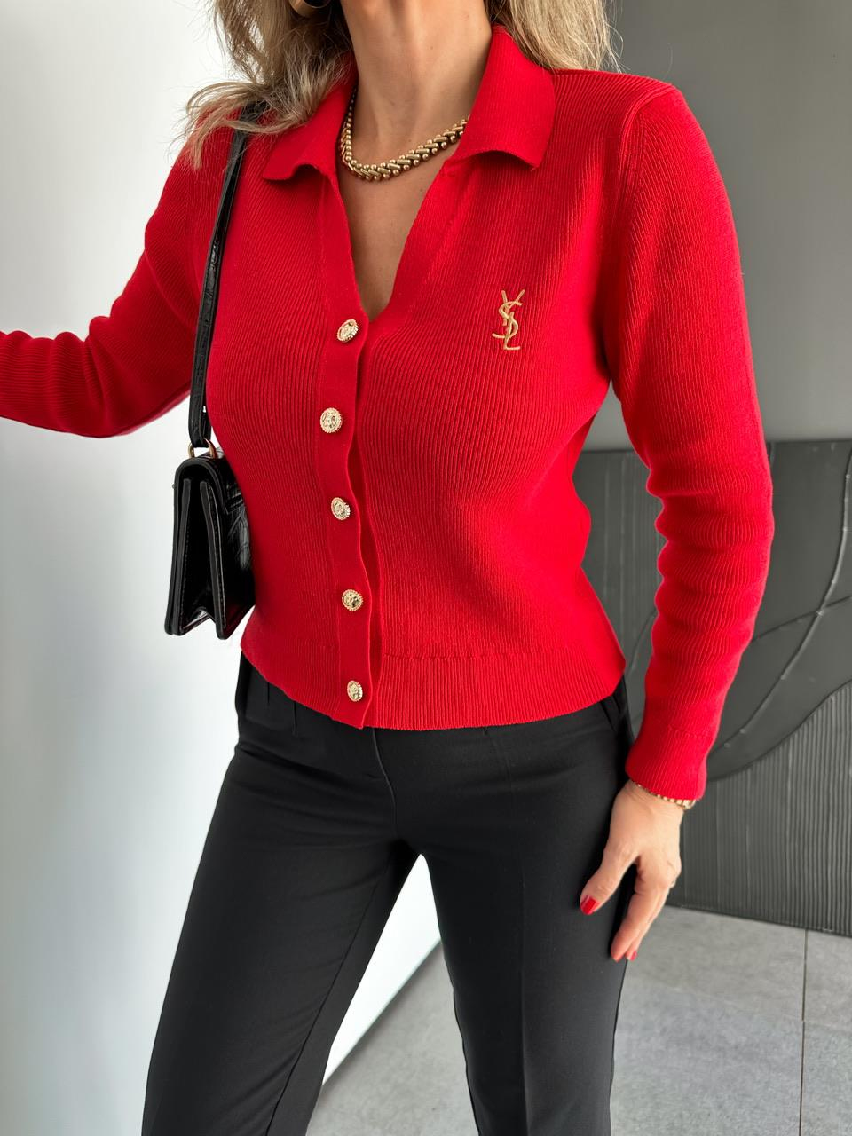 Kırmızı Nakışlı Marka Model Hırka