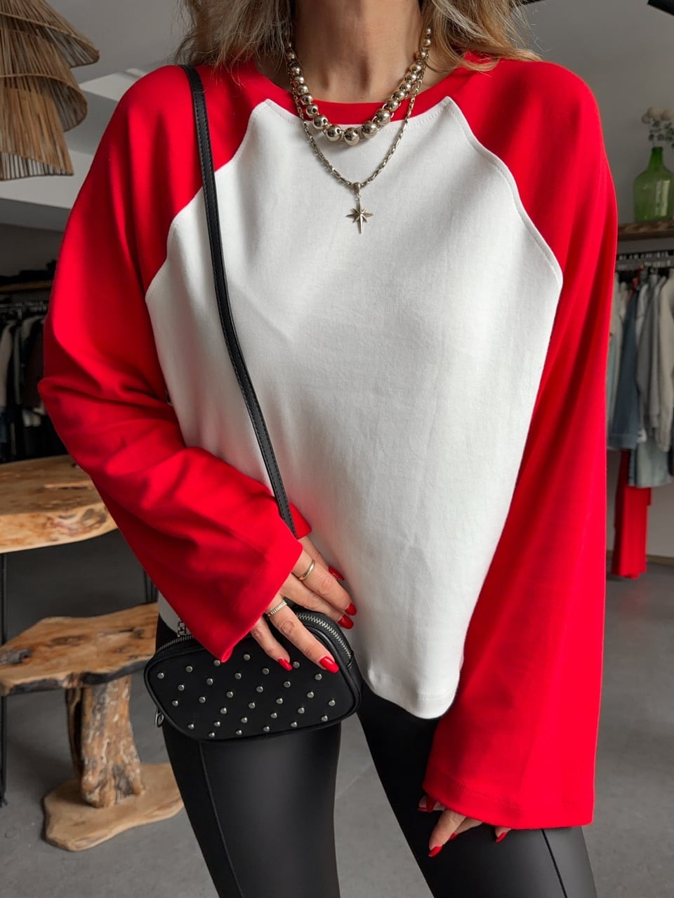 Kırmızı Raglan Kol Tshirt