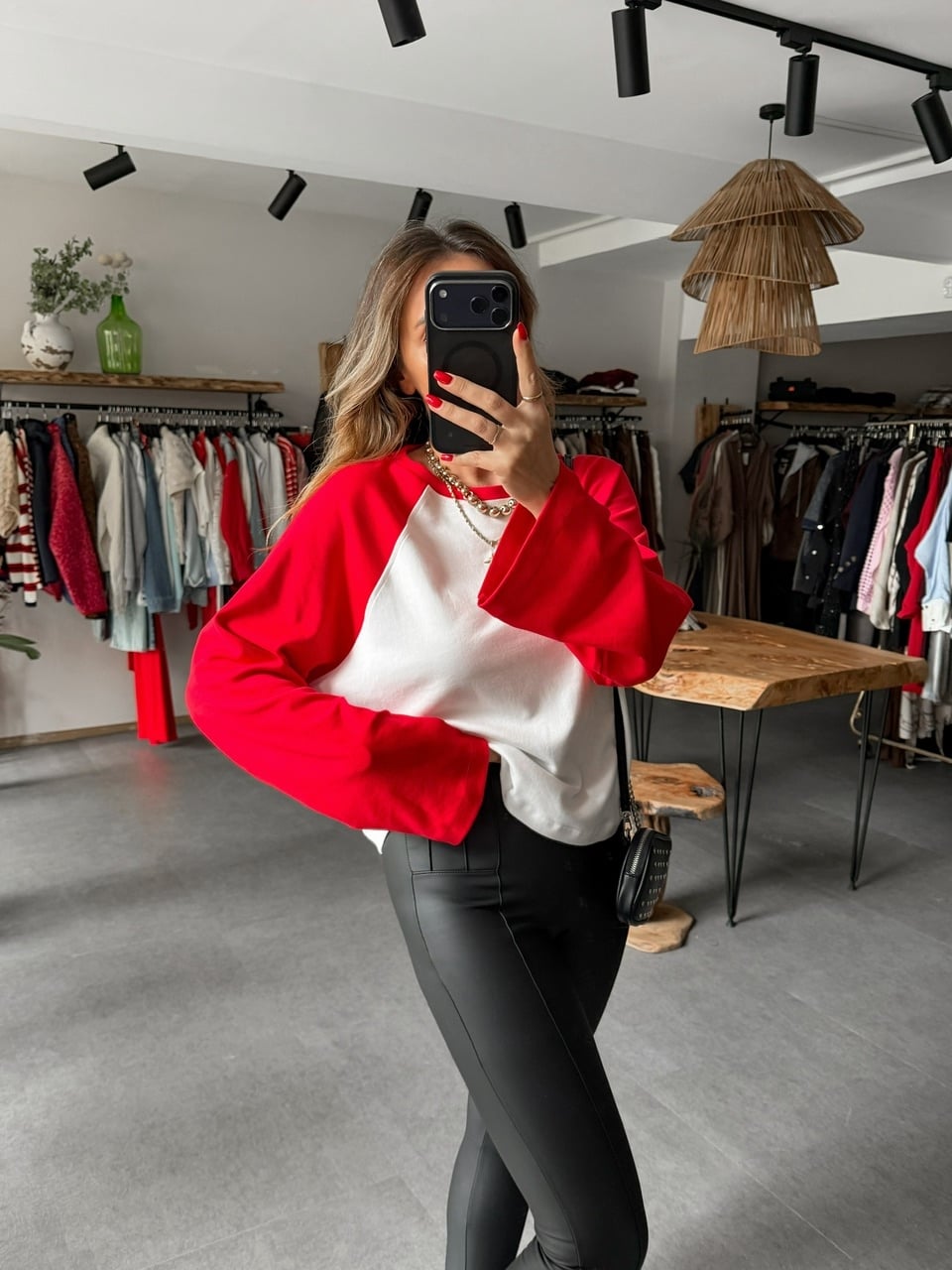 Kırmızı Raglan Kol Tshirt