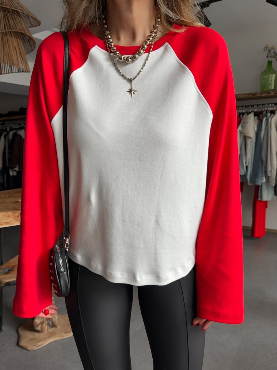 Kırmızı Raglan Kol Tshirt