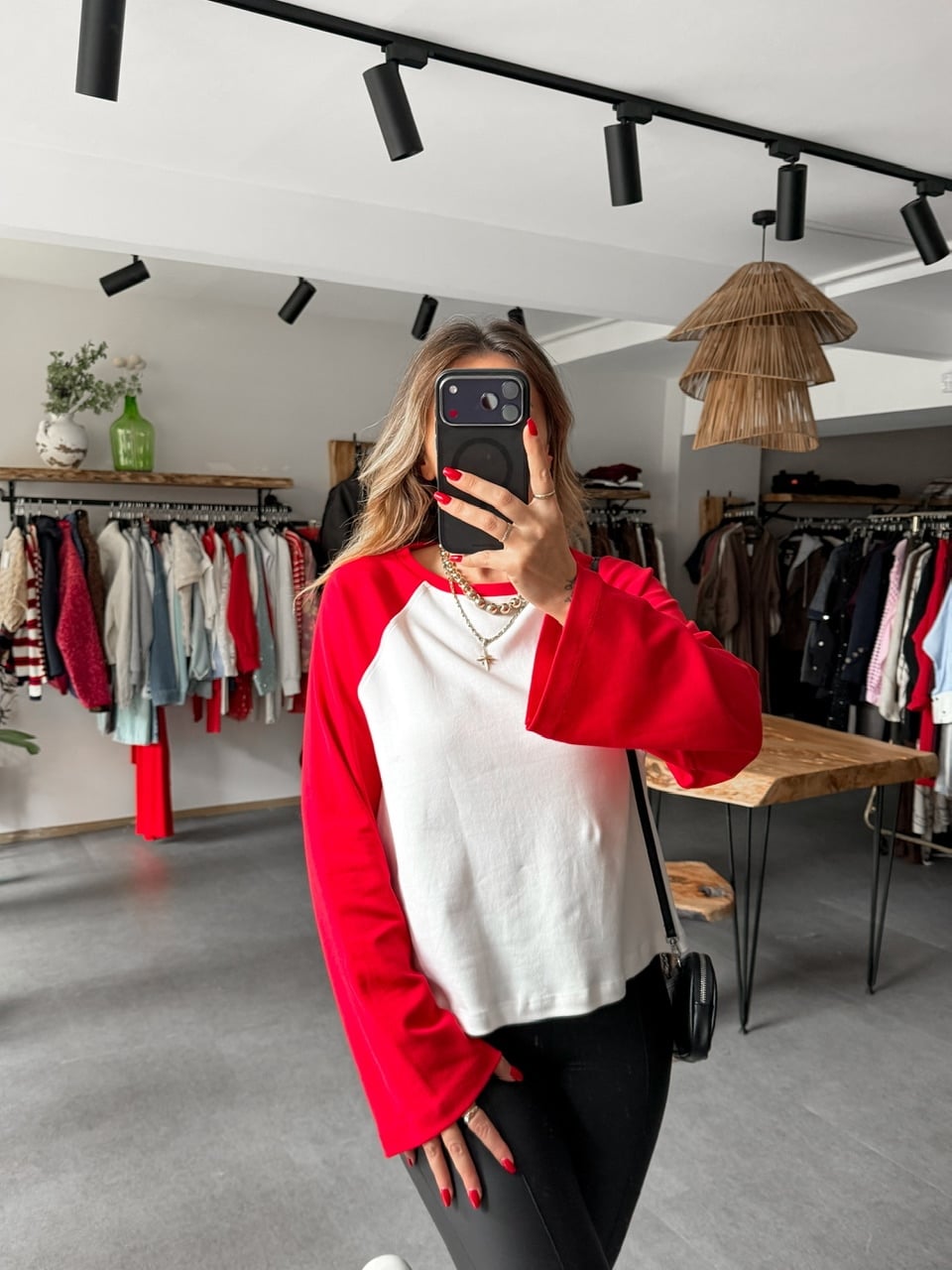 Kırmızı Raglan Kol Tshirt