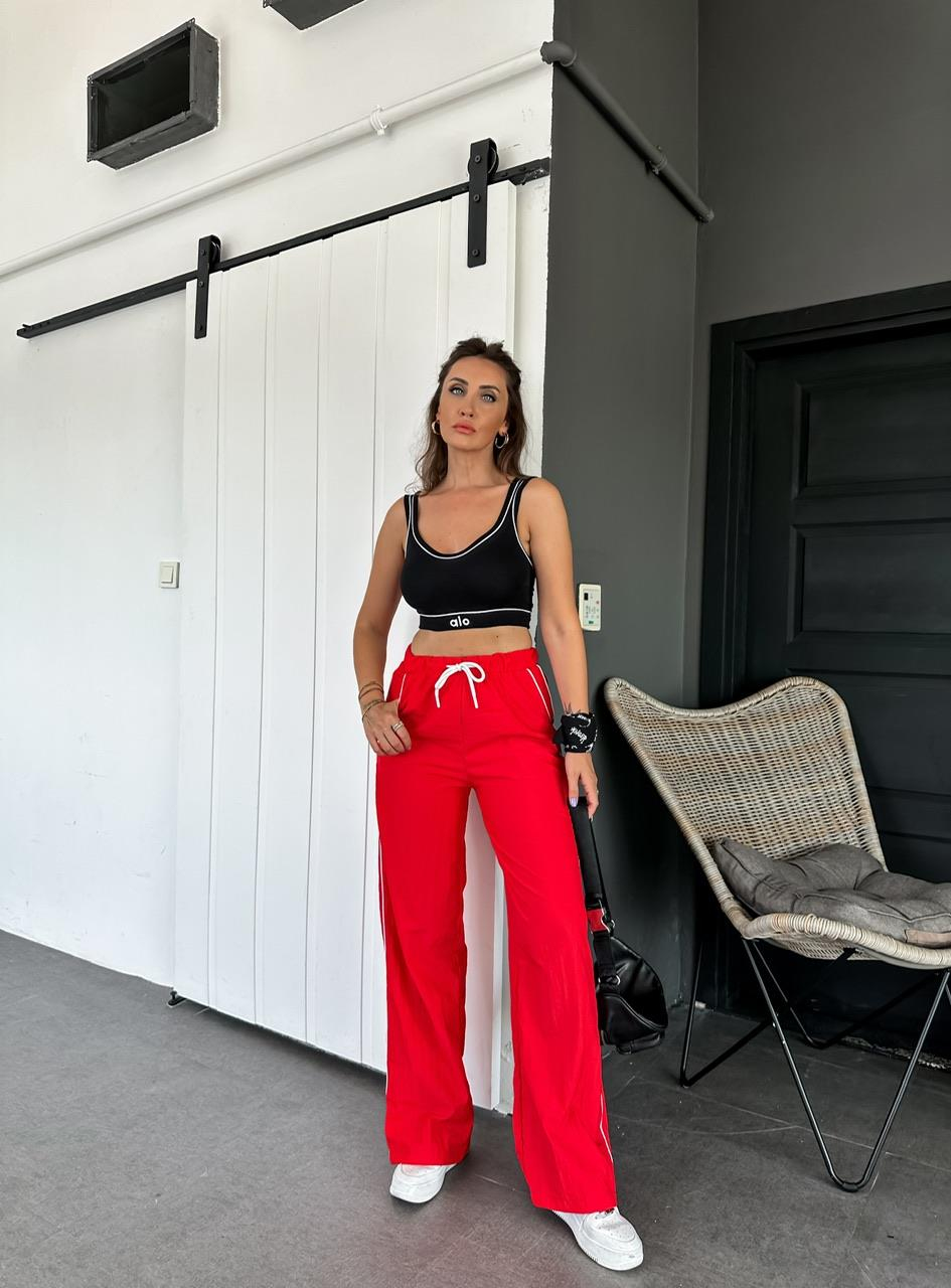 Kırmızı Şeritli Paraşüt Pantolon
