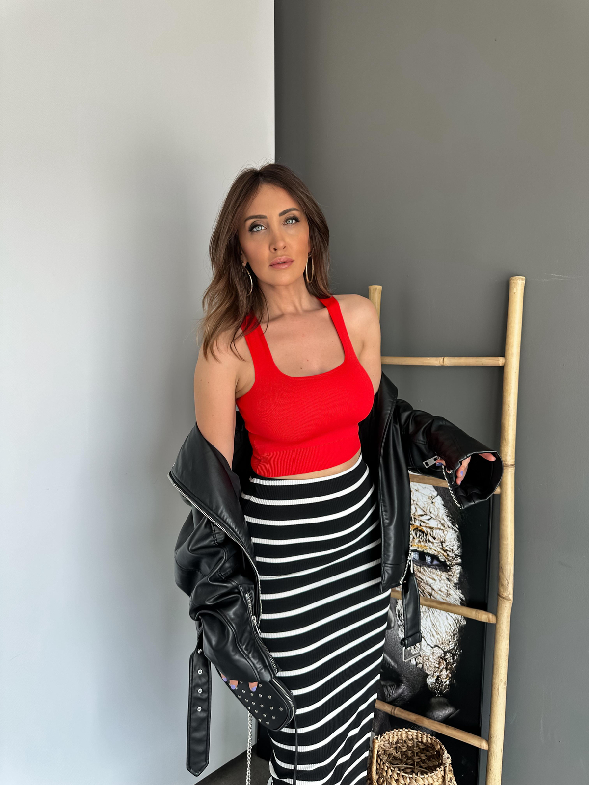 Kırmızı Triko Halter Crop