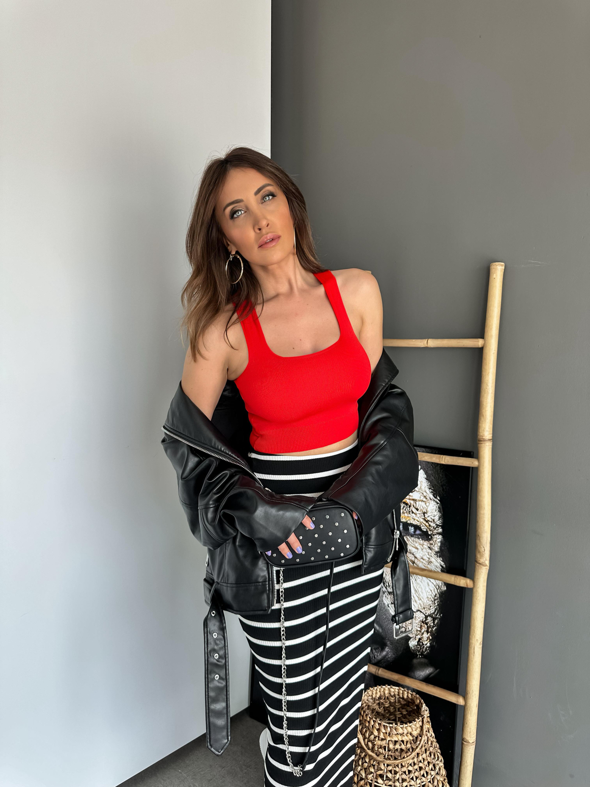 Kırmızı Triko Halter Crop