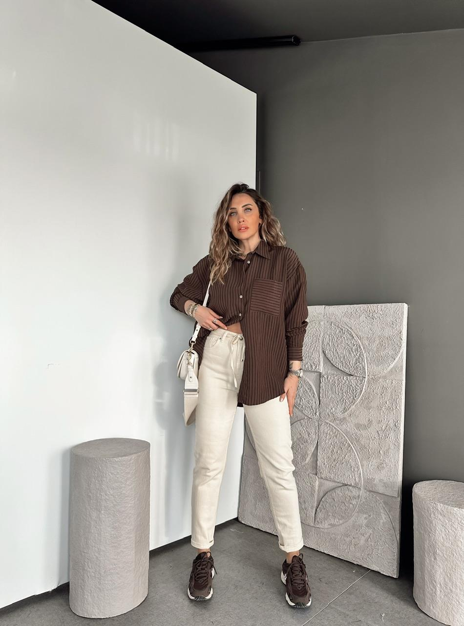 Krem Beli İpli Orijinal Jean
