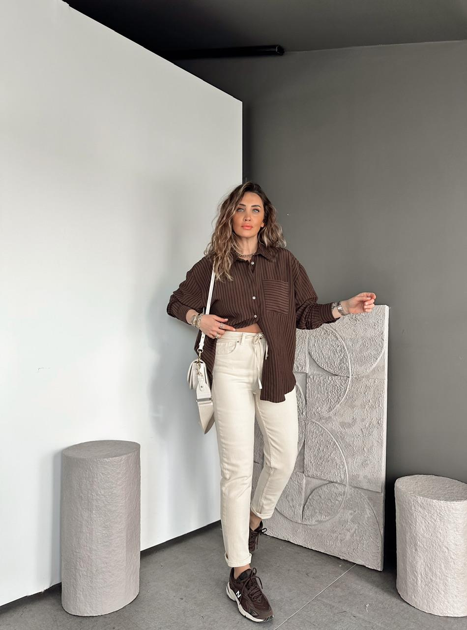 Krem Beli İpli Orijinal Jean