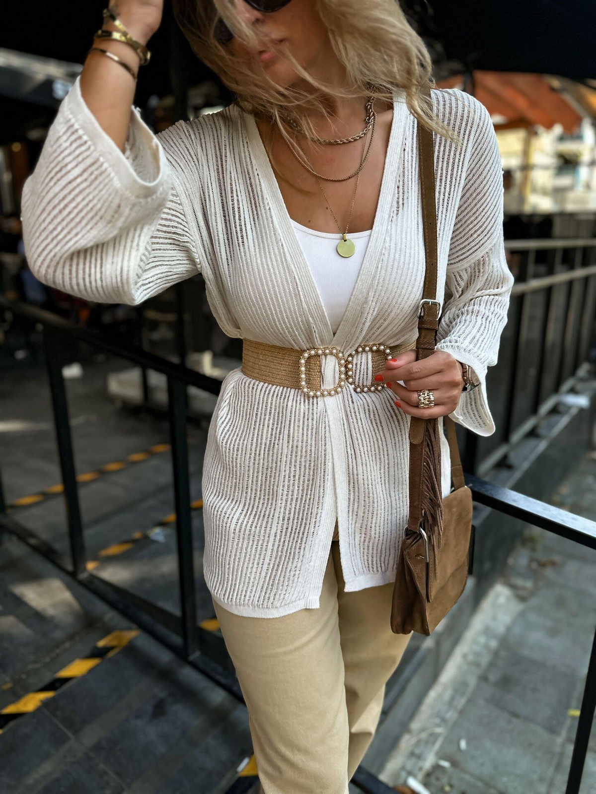 Krem İnce Merserize Hırka