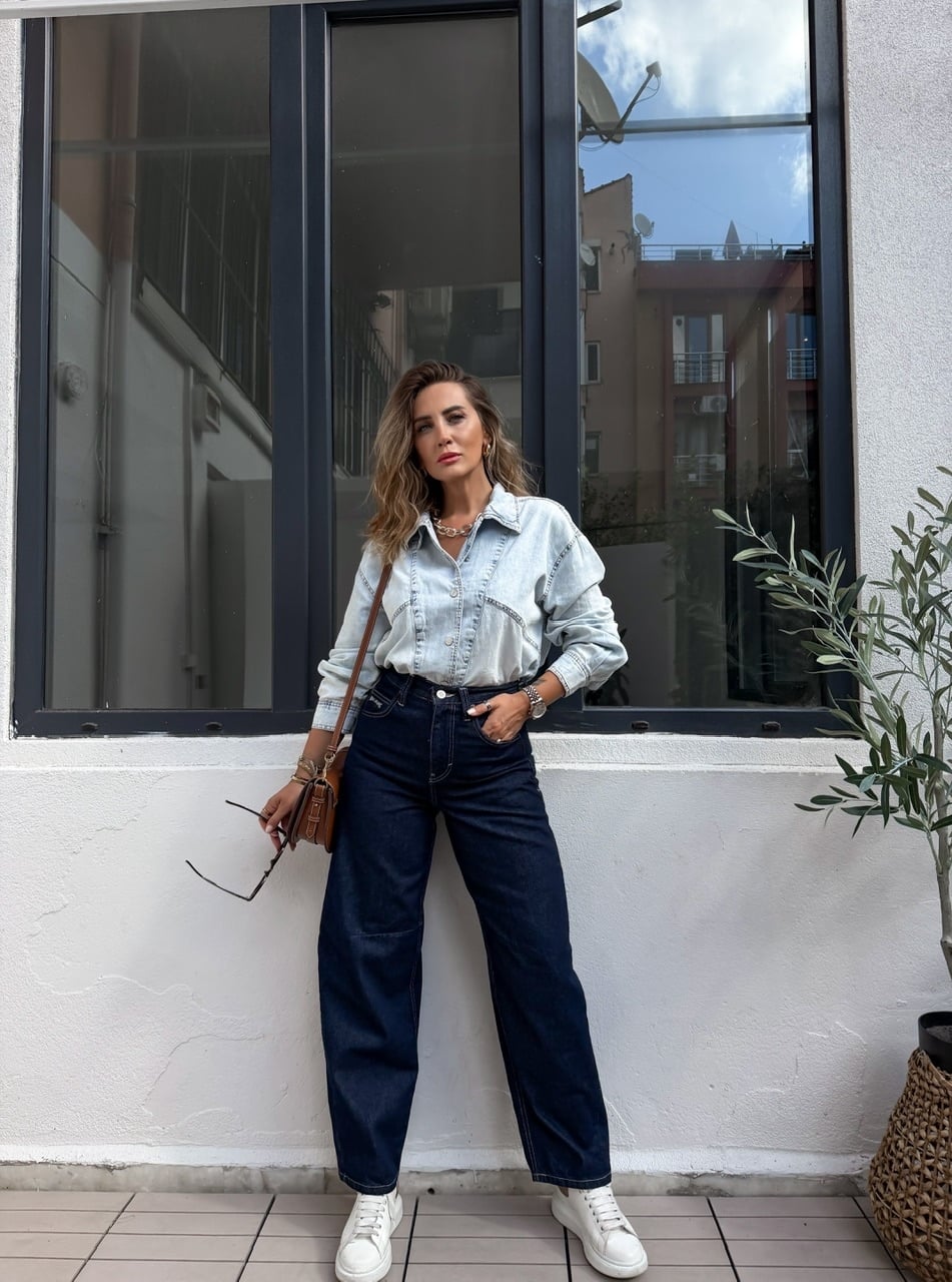 Lacivert Arka Beli Tokalı Orijinal Jean