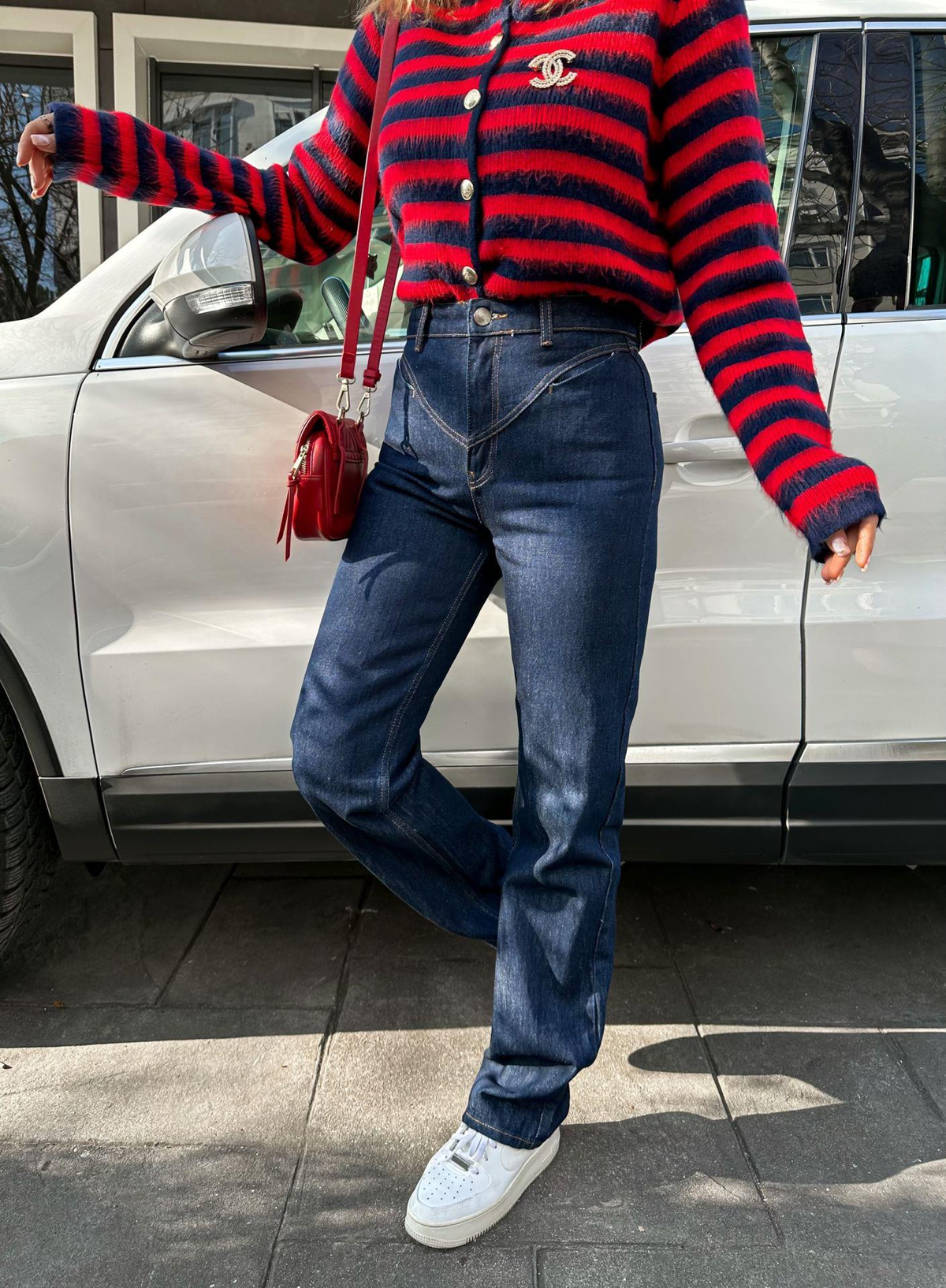 Lacivert Bel Detaylı Jean