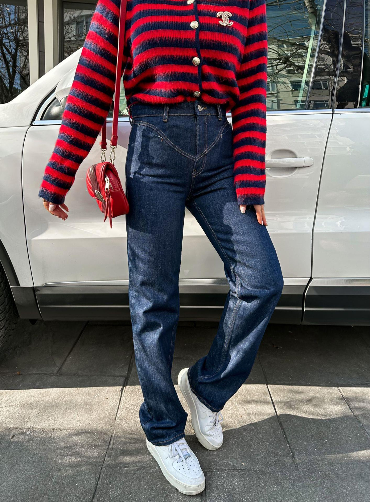 Lacivert Bel Detaylı Jean