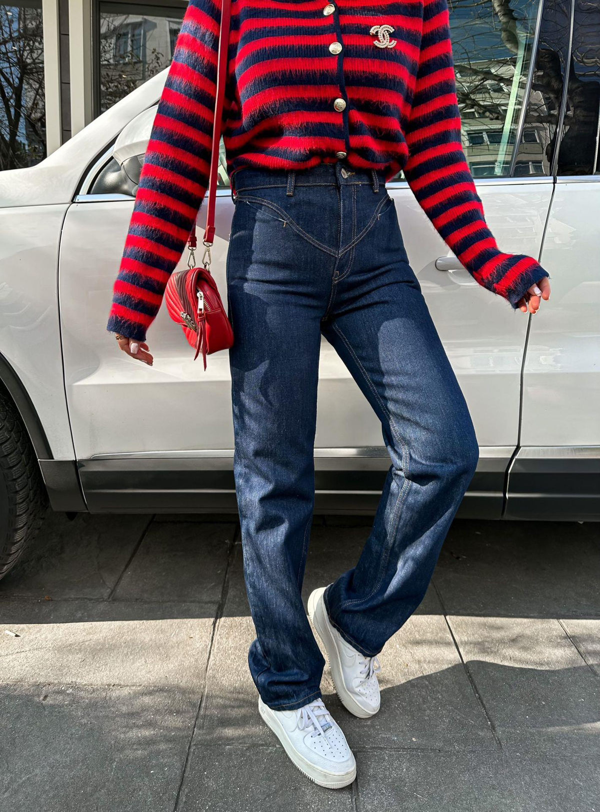 Lacivert Bel Detaylı Jean