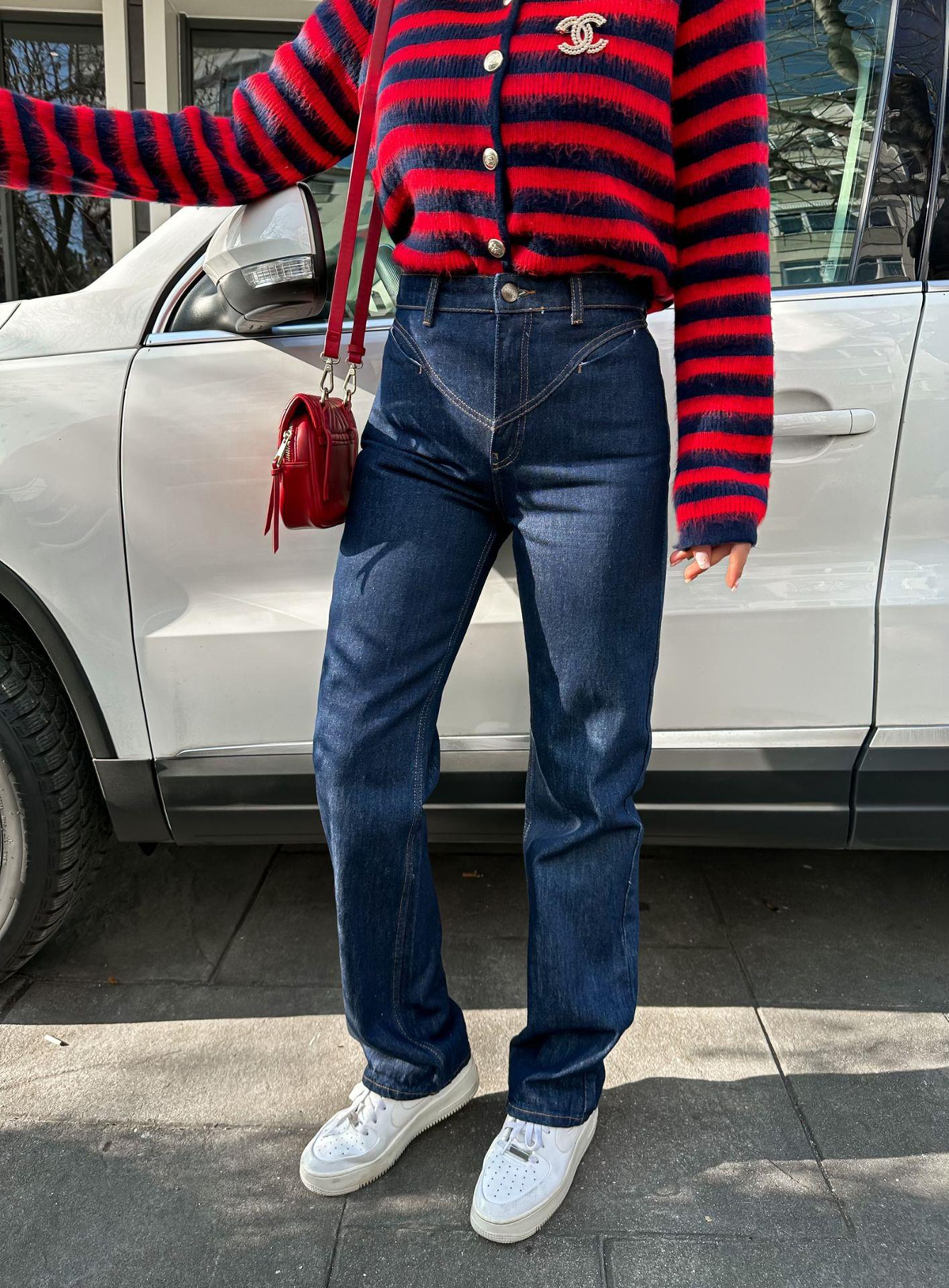 Lacivert Bel Detaylı Jean
