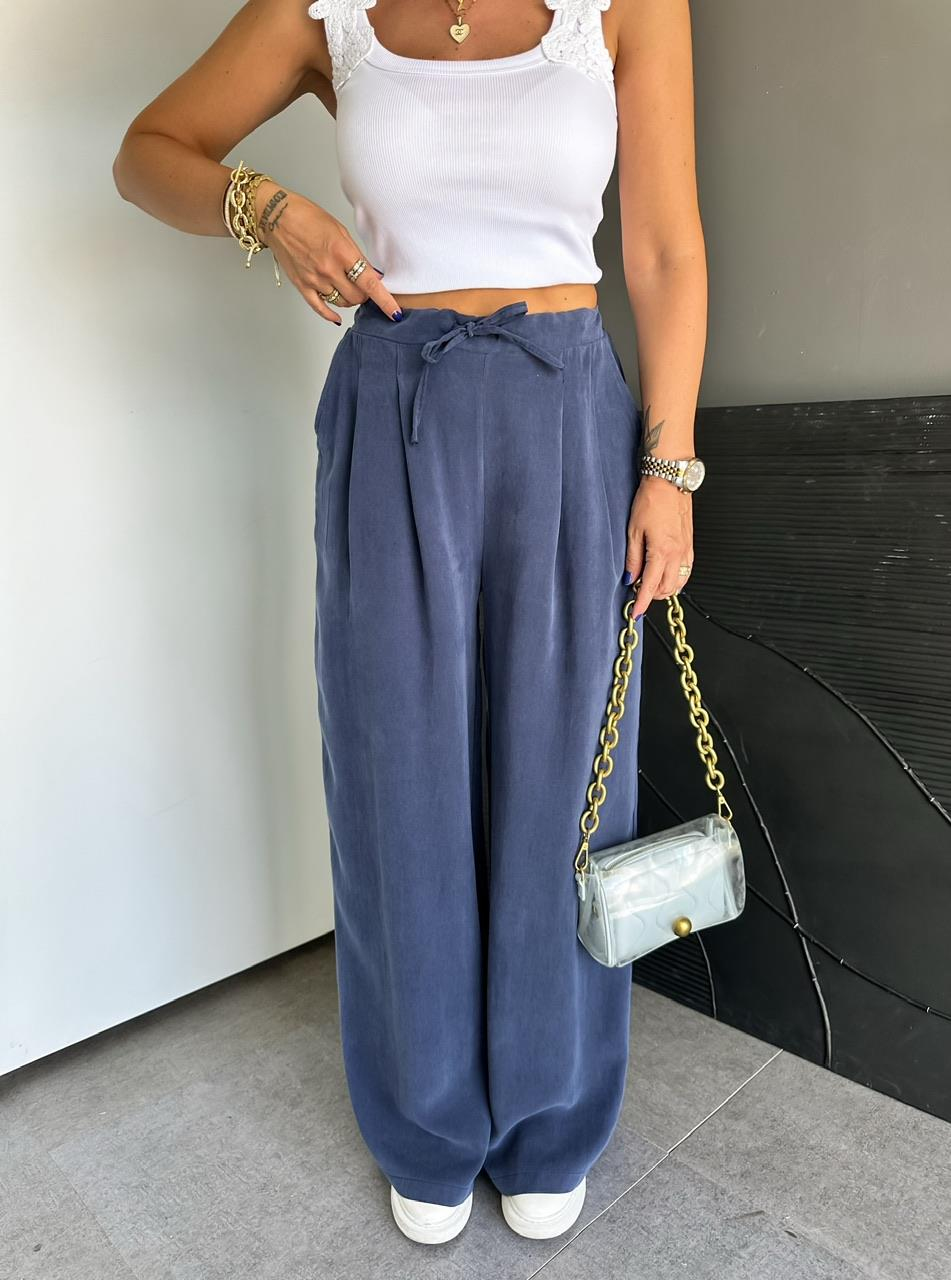 Lacivert Beli Lastikli Cepli Soft Pantolon