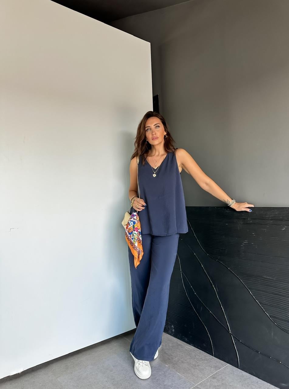 Lacivert Bluz Pantolon Soft Takım