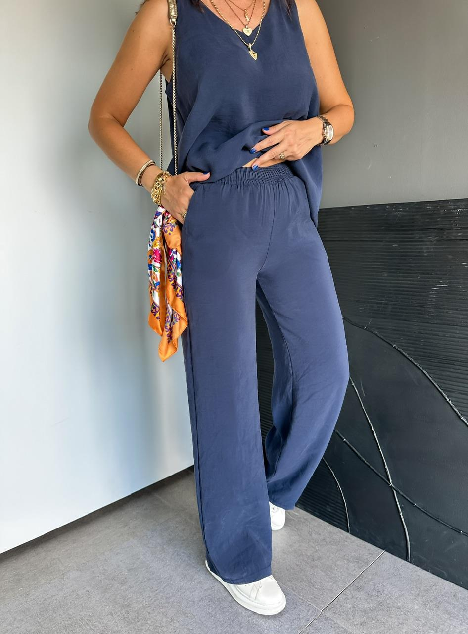 Lacivert Bluz Pantolon Soft Takım