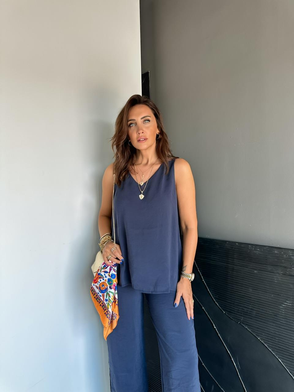 Lacivert Bluz Pantolon Soft Takım