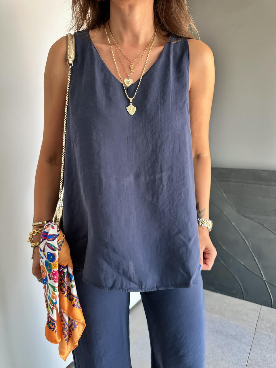 Lacivert Bluz Pantolon Soft Takım