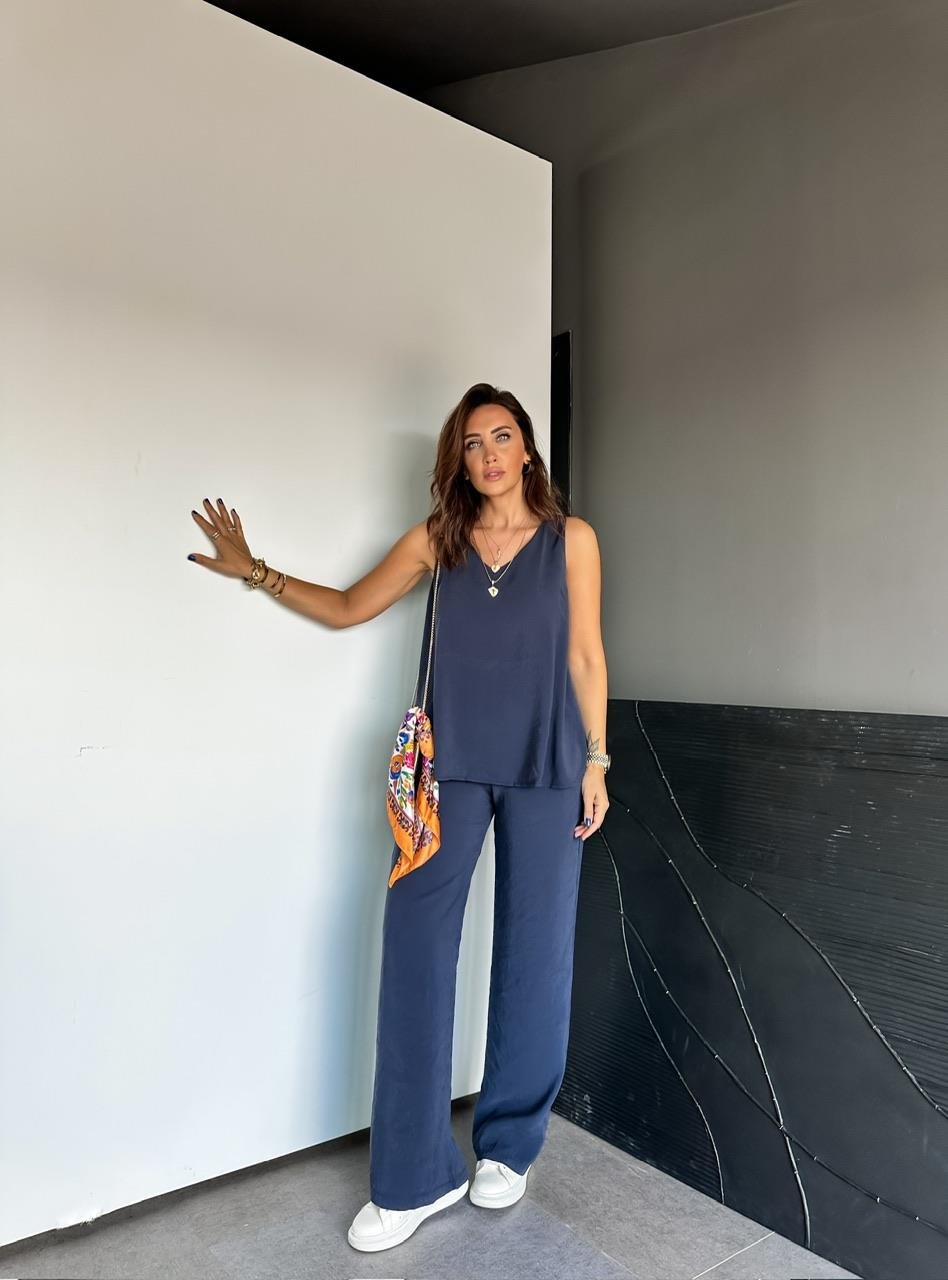 Lacivert Bluz Pantolon Soft Takım