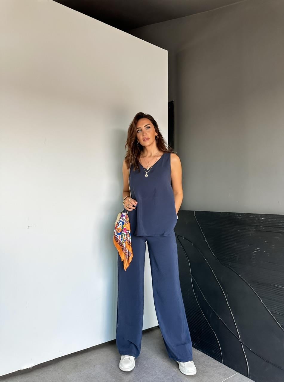 Lacivert Bluz Pantolon Soft Takım