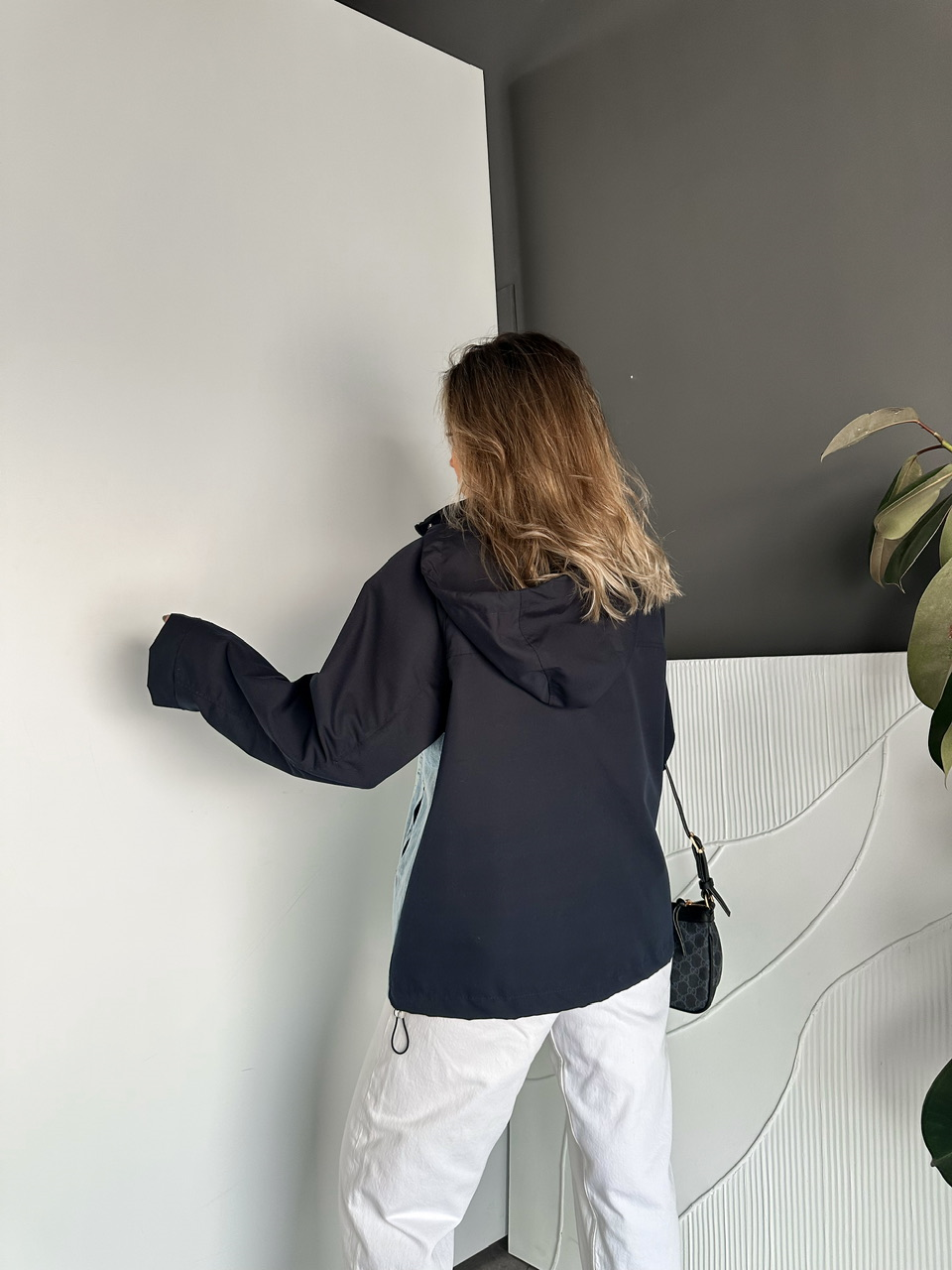 Lacivert Büzülebilir Oversize Ceket