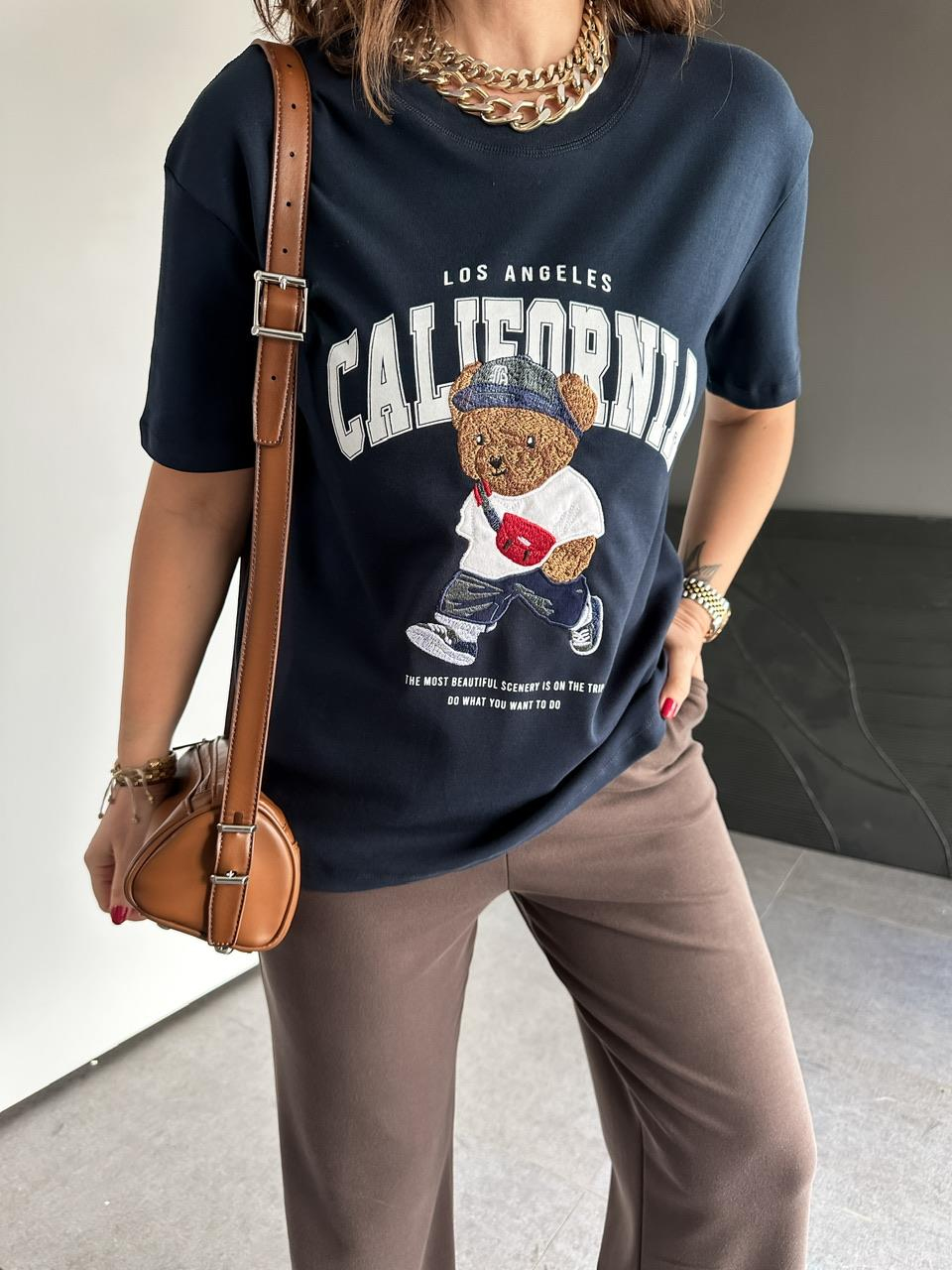 Lacivert California Ayıcıklı Tshirt