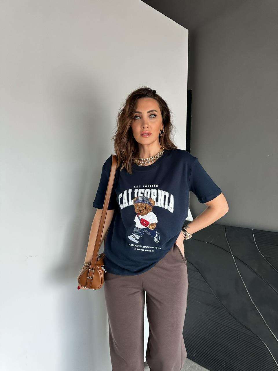 Lacivert California Ayıcıklı Tshirt