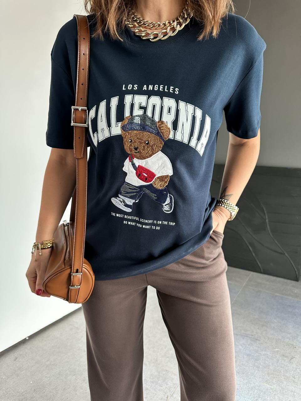 Lacivert California Ayıcıklı Tshirt
