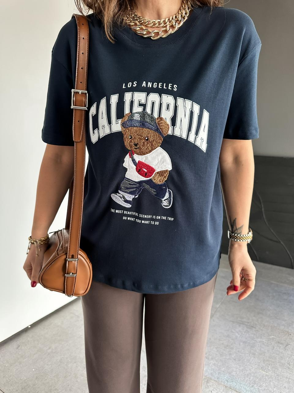 Lacivert California Ayıcıklı Tshirt