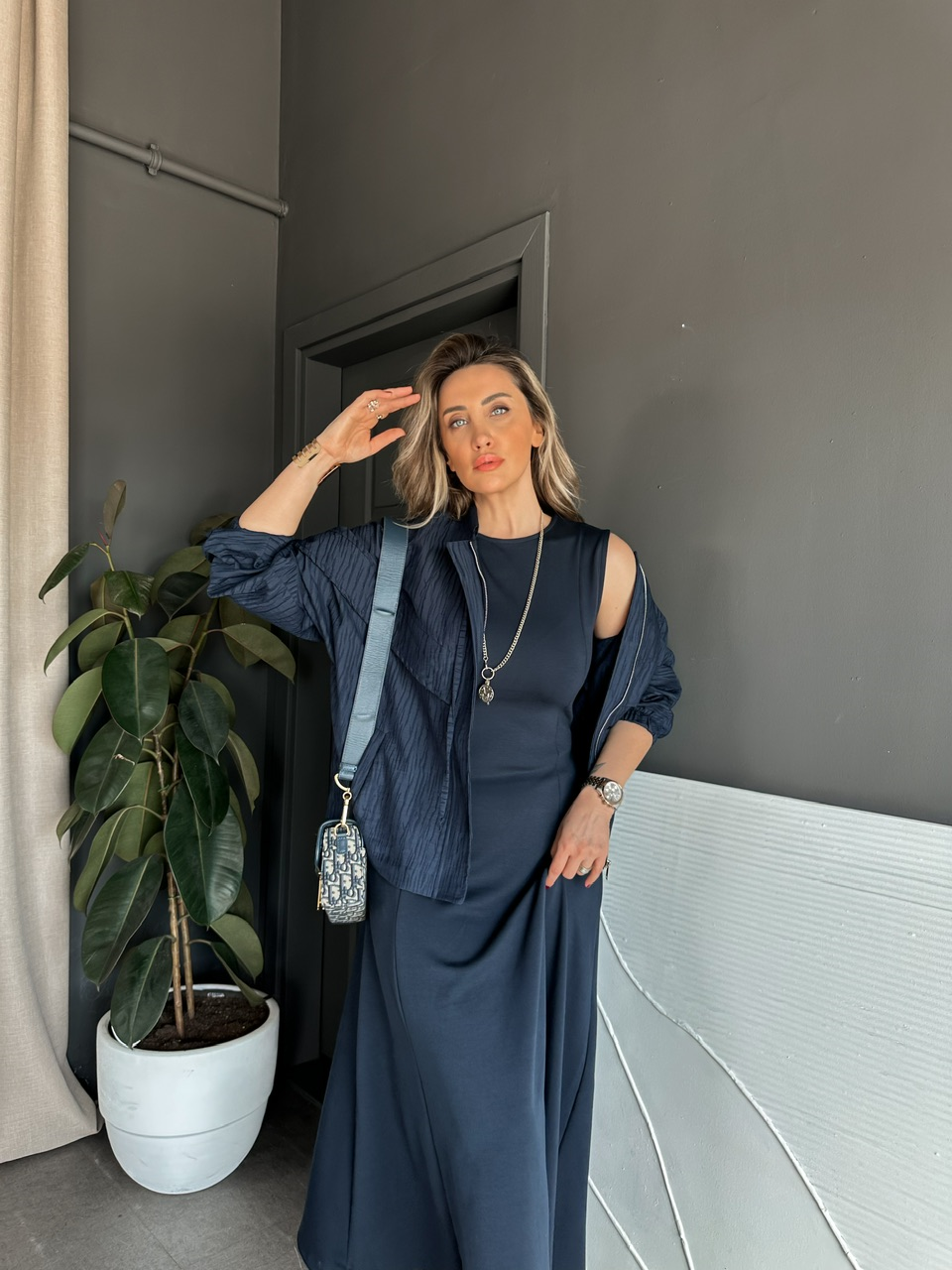 Lacivert Ceket Elbise Premium Takım